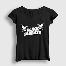 Presmono Kadın Logo Black Sabbath T-shirt Siyah