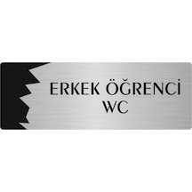 Metal Departman Kapı İsimliği, Yönlendirme Levhası Erkek Öğrenci Wc 7x20 Cm Gümüş Renk