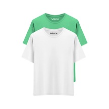 Erkek 2 Li Paket %100 Pamuk Oversize Tişört Basic Bisiklet Yaka Kısa Kollu T-shirt Yeşil