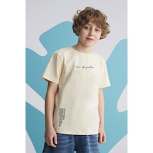 Uyguntarz Çocuk Los Angles Baskılı Pamuklu Tshirt Bej