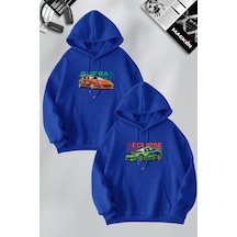 Macklin Arkadaş Çift Kombin Hızlı Ve Öfkeli Eclipse & Supra Baskılı Kapüşonlu Sweatshirt 2li Set Takım Mavi Mck1286 Mavi