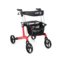Rolatör Yürüteç Kırmızı Carbon Fiber Şase, Katlanabilir Oturaklı Ve Sepetli Spirit-x4