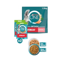Purina One Somonlu Kısırlaştırılmış Kedi Maması 1500 G + Purina One Sterilcat Somon Kısırlaştırılmış Kedi Maması 2 x 85 G