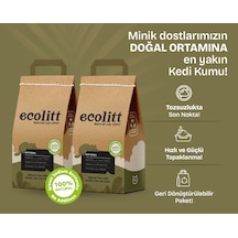 Ecolitt Kraft Pakette Tozsuz Topaklanan Kahverengi Bentonit Natura Kedi Kumu 2 x 8 KG