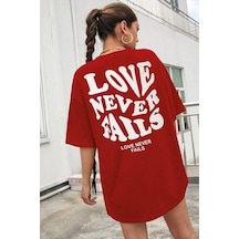 Flood Of Style Unisex Love Never Fails Baskılı T-shirt Kırmızı