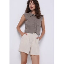 Colin's Colins Regular Fit Yüksel Bel Düz Kadın Bej Şort Cl1074660 Q1.v1 Beı Bej