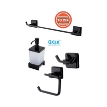 Çelik Banyo Paslanmaz Pirinç Banyo Aksesuar Set Havluluk-bornozluk-tuvalet Kağıtlık-sabunluk Mat Siyah