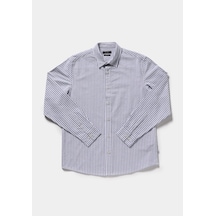 Colin's Colins Regular Fit Shirt Neck Çizgili Erkek Mavi Uzun Kol Gömlek Cl1082021 Q1.v1 Ble