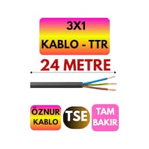 Öznur 3x1 Ttr Kablo Siyah Metre Seçenekli - 24 Metre