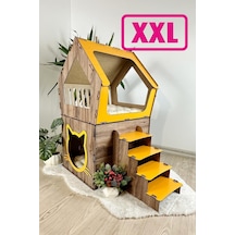 Mavitrend Ahşap Büyük Kedi Evi Xxl Açık Teraslı Model