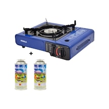 Tekli Portatif Ocak Tüp Mavi+2 Adet 220 Gr Kartuş Set Mavi