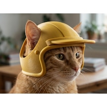 Kedi İçin Mini Baret 3d Baskı Sevimli Pet Kask Fotoğraf Aksesuarı