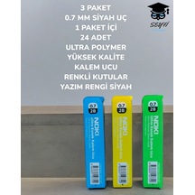 3 Paket 0.7 Mm Siyah Uç 1 Paket İçi 24 Adet Ultra Polymer Yüksek Kalite Renkli Kutu Yazım Siyah