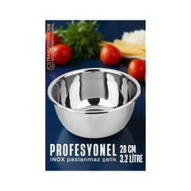 Inox Kase - 28 Cm 3.2 Litre Karıştırma Kabı Profesyonel 304 Paslanmaz Çelik