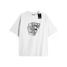 Tarzsokak Beyaz Oversize T-shirt El Yüzük Özel Tasarım