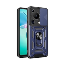 Huawei Pura 70 Ultra Kılıf Sürgülü Kamera Koruyucu Manyetik Standlı Tank Koruma Pazarplus Mavi