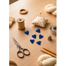 Koyu Mavi El Yapımı Polimer Kil Kalp Düğme 1,5 Cm Dekoratif Örgü, Bebek Yeleği Ve Amigurumi Düğmesi 019 Koyu Mavi
