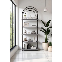 Çevir Kur Antrasit Bohem Kitaplık Çok Amaçlı, 5 Raflı, Dekoratif Dolap 199x71x29 Cm Antrasit