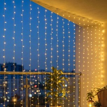 3 Metre 1 Adet 3x3 M Premium Perde Led 8 Fonksiyonlu Su Geçirmez İç Dış Mekan Teras Dekor Işıkları Diğer