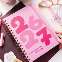 2026-2027 A5 Spiralli Akademik Haftalık Ajanda 16 Aylık - Baby Pink Çok Renkli