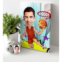 Kişiye Özel Bay Basketbolcu Karikatür Kanvas Tablo (30 X 50 Cm.)
