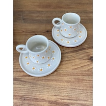 Papatya Desenli El Yapımı Seramik Kupa, Mug, Türk Kahvesi