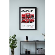 Toyota Supra Mk4 Ahşap Çerçeveli Poster Otomobil Tasarım Baskı