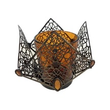 Dekoratif Mumluk 8x8x8cm Ebatında Şık Tasarım Cam Bardaklı Metal Mumluk Çok Renkli