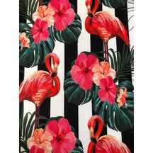 Enesar Home Flamingo Desen Dijital Baski Döşemelik Kumaş 100 x 140 cm