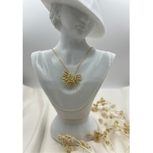 Lunarie Altın Yarım Güneş Işını Kolye Modern Kararmaz Antialerjik