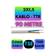Öznur 2x1,5 Ttr Kablo Beyaz Metre Seçenekli - 90 Metre