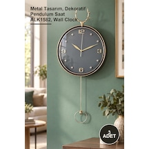 3 Adet Geyikli Sarkaçlı Duvar Saati Metal Tasarım, Dekoratif Pendulum Saat Alk1582, Wall Clock Diğer