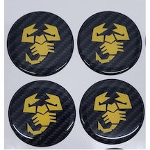 Jant Göbeği Akrep Abarth 58/55 Scorpion Sarı karbon 4'lü Plasto