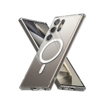 Samsung Galaxy Uyumlu S24 Ultra Kılıf Magneticsafe Şeffaf Silikon -