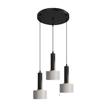 Rsylight Retro Metal Modern Dekoratif Rustik 3 Lü Siyah Beyaz Avize Siyah