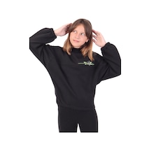Toontoy Kız Çocuk Nakışlı Sweatshirt Siyah