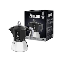 Moka İndüksiyon Siyah: 6 Cups Ocak Üstü Espresso Pişirici - 280ml - Alt Hazne: Dış Paslanmaz Çelik İç Alüminy
