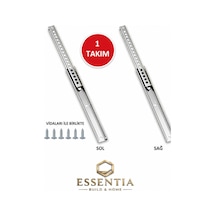Yeniler 30 Cm Teleskopik Çekmece Rayı 17mm Tam Açılır, Vidalı Ray Sistemi, Dayanıklı Dolap İçi Ray Krom