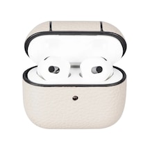 Apple Uyumlu  AirPods 3.nesil Deri Kılıf Juni Erc3 Bej