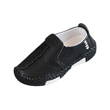 Siyah Moda Çocuk Spor Ayakkabı Büyük Çocuk Kız Erkek Yumuşak Deri Rahat Daireler Ayakkabı 36