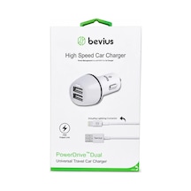 Bezos Lightning Beyaz 15w Çift Usb Kablolu Araç Şarj Cihazı Bvs-au516 Ob Standart