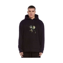 Anime Wolf Howling Baskılı Siyah Erkek Kapşonlu Sweatshirt (534756131)