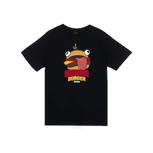 Stoned&Fame Unisex Siyah Fortnite Durr Burger Baskılı T-shirt SIYAH Siyah