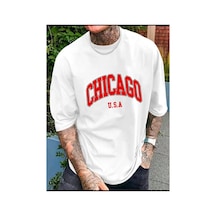 Medinenur Chicago Yazı Detaylıbasic T-sihrt Beyaz