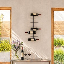 Rack And Cork - Modern Metal Şarap Rafı Duvara Monte Edilebilir 8 Şişelik Şarap Tutucu Minimalist Ev Bar Dekorasyonu Çok Renkli