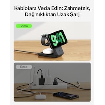 Ultracharge Magsafe Uyumlu 3 Ü 1 Arada Qi2 25w Kablosuz Şarj Cihazı, 17,, Airpods, Pixelsnap, Dönüştürülebilir Masaüstü Standı, 45w Adaptör, Siyah