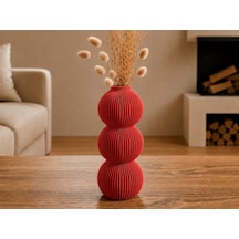 3d Baskı Modern 3 Küre Dekoratif Vazo - Minimal Çiçek Vazosu, Masaüstü Ev Ve Ofis Dekoru-kırmızı Diğer