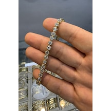 Sıvıma Taşlı Su Yolu Bileklik Vip Serisi Altın