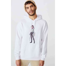 Anime Attack On Titan Baskılı Beyaz Erkek Örme Kapşonlu Sweat (531035837)