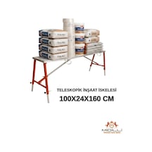 Alüminyum Gövdeli Çelik Ayaklı Teleskopik Katlanır İnşaat İskelesi - 400 Kg Taşıma Kapasitesi 100x24x160cm